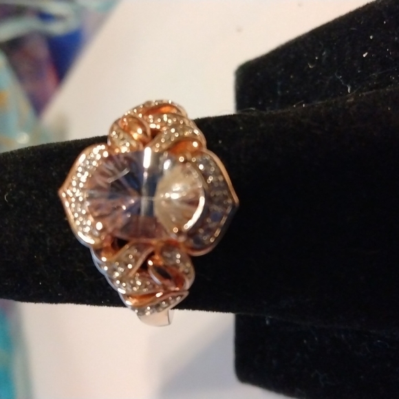 Stamped .925 Morganite and Diamond Ring4.3 Grams